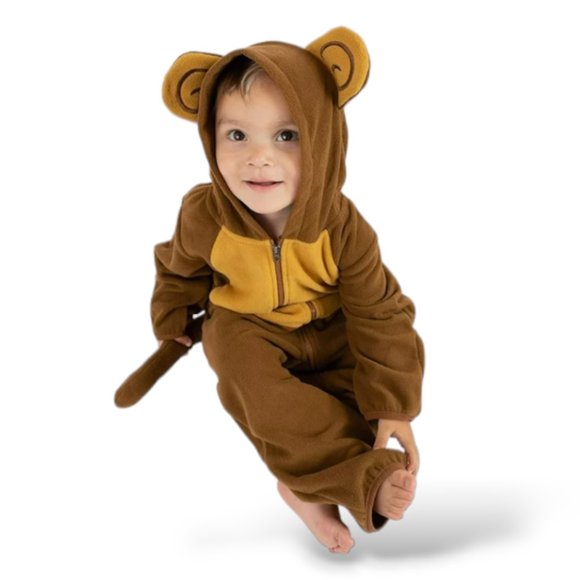 Cuddle Club monkey fleece baby onesie size 6 - 12 months NWT